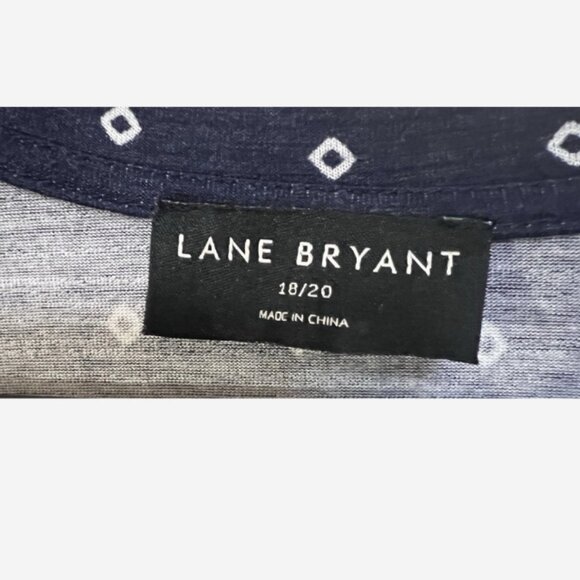 Lane Bryant Tunic Top Women's 18/20 Navy/White Diamonds Ruched Cuff Stretch - Picture 2 of 4